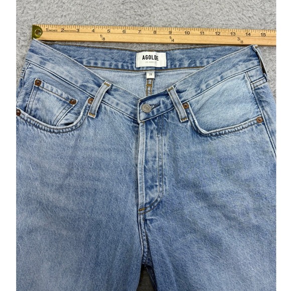 AGOLDE Los Angeles V Waist Baggy Jeans Light Wash Denim Button Fly Size 28 - Picture 7 of 11